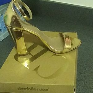 Becca style rose gold heeled sandals